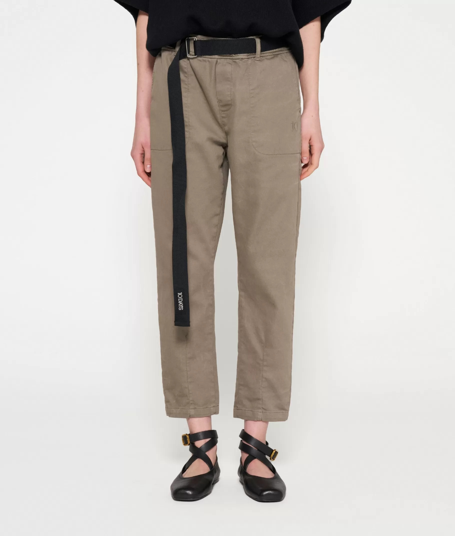 New 10DAYS Belted Pants Jog Denim sage