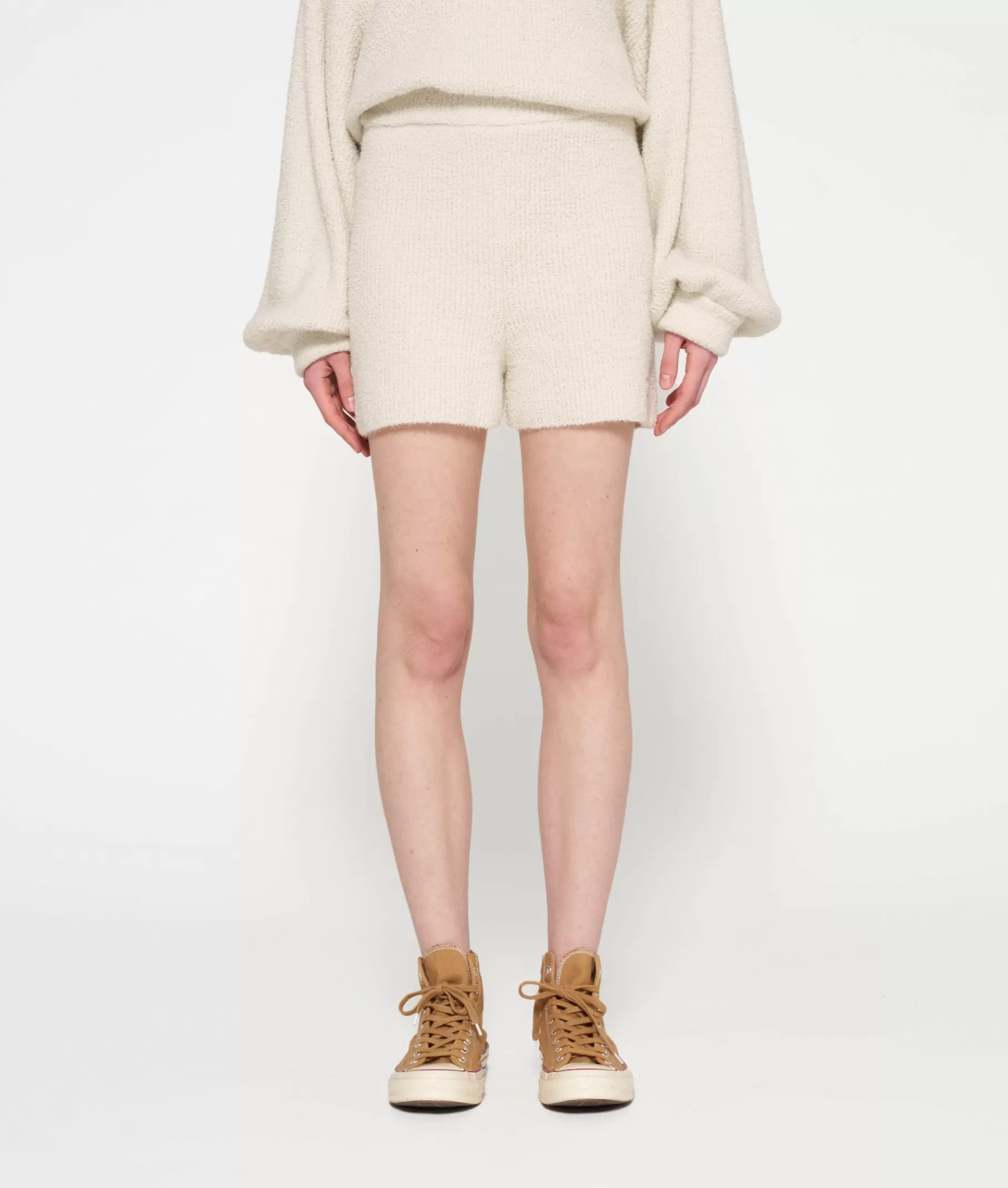 Shop 10DAYS Boucle Knit Shorts light natural