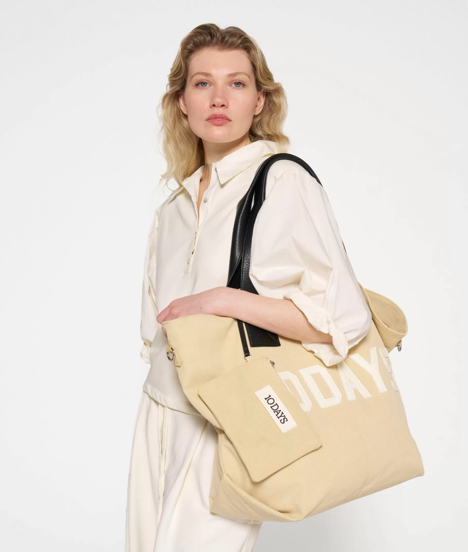 Clearance 10DAYS Canvas Shopper natural