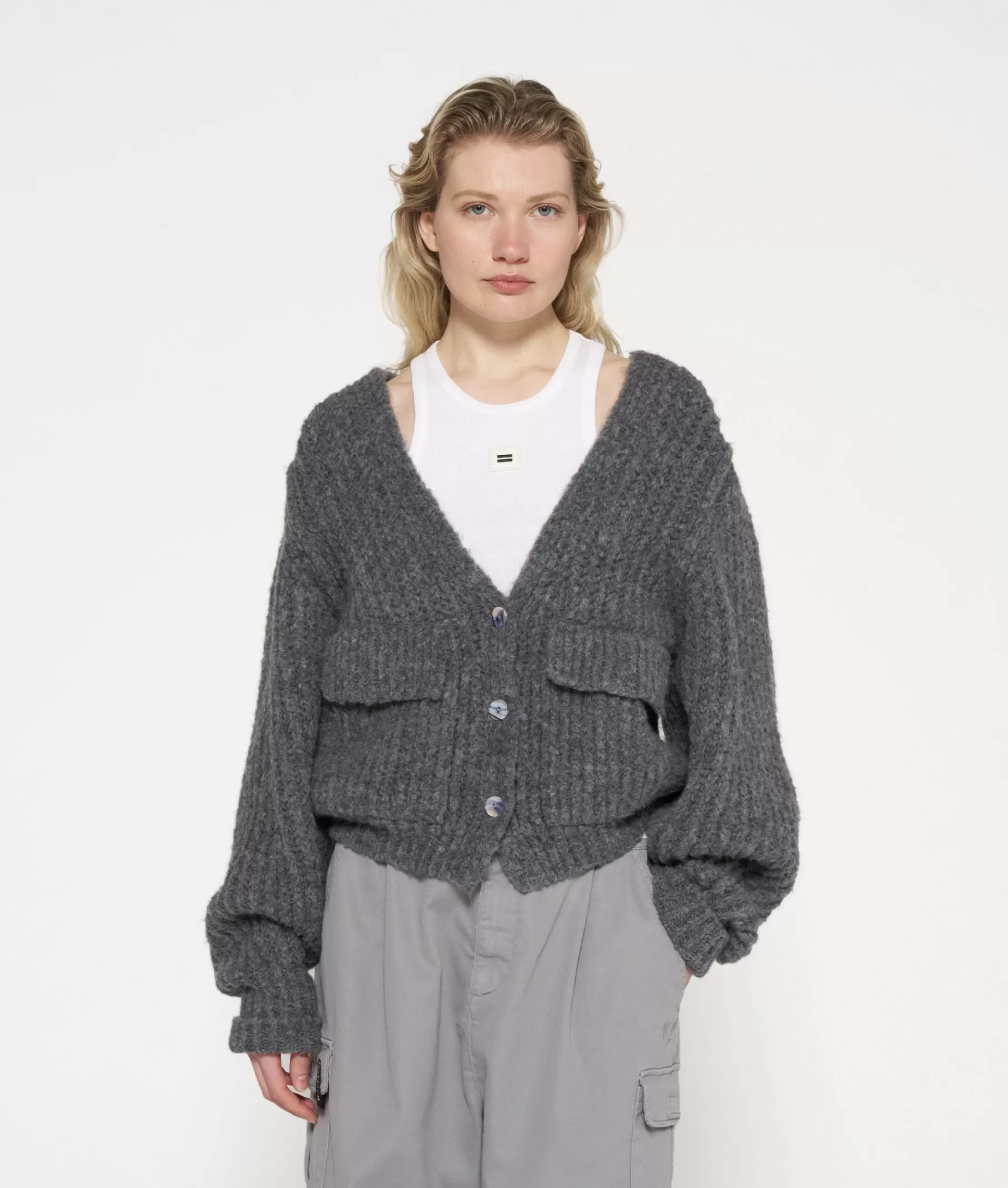 Outlet 10DAYS Chunky Knit Cardigan antra melee