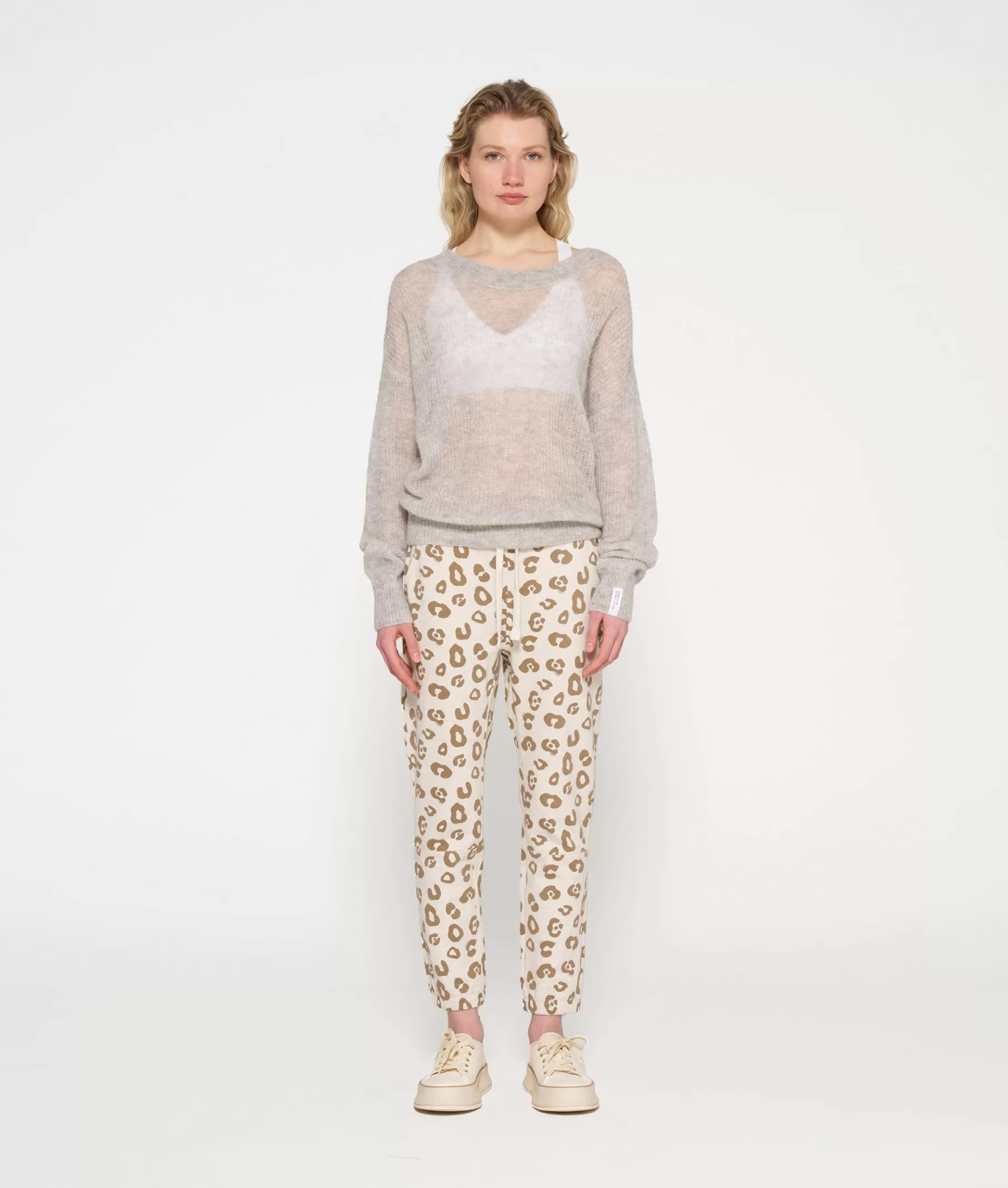 Online 10DAYS Cropped Jogger Leopard soft white melee