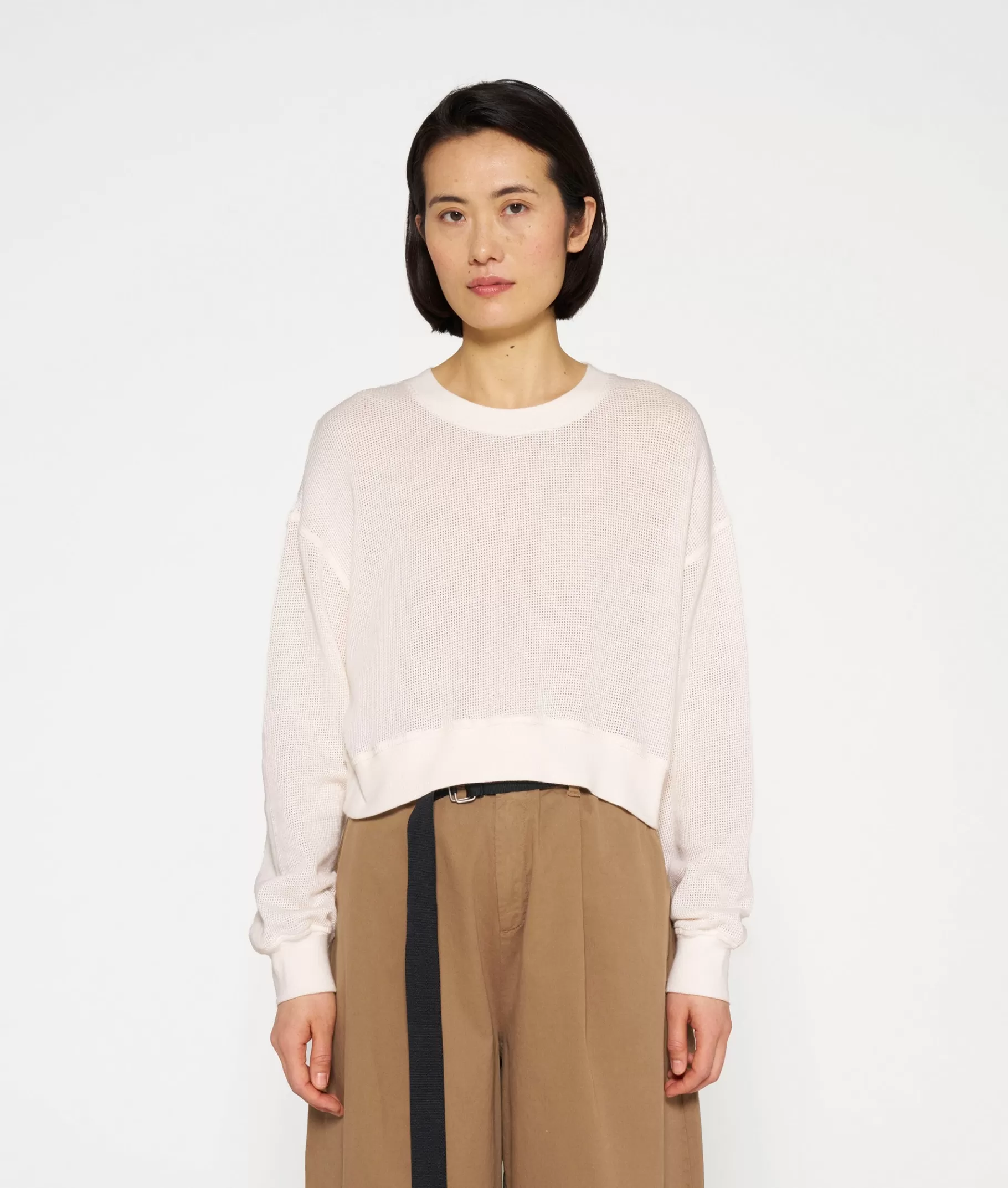 Shop 10DAYS Cropped Sweater Mesh ecru