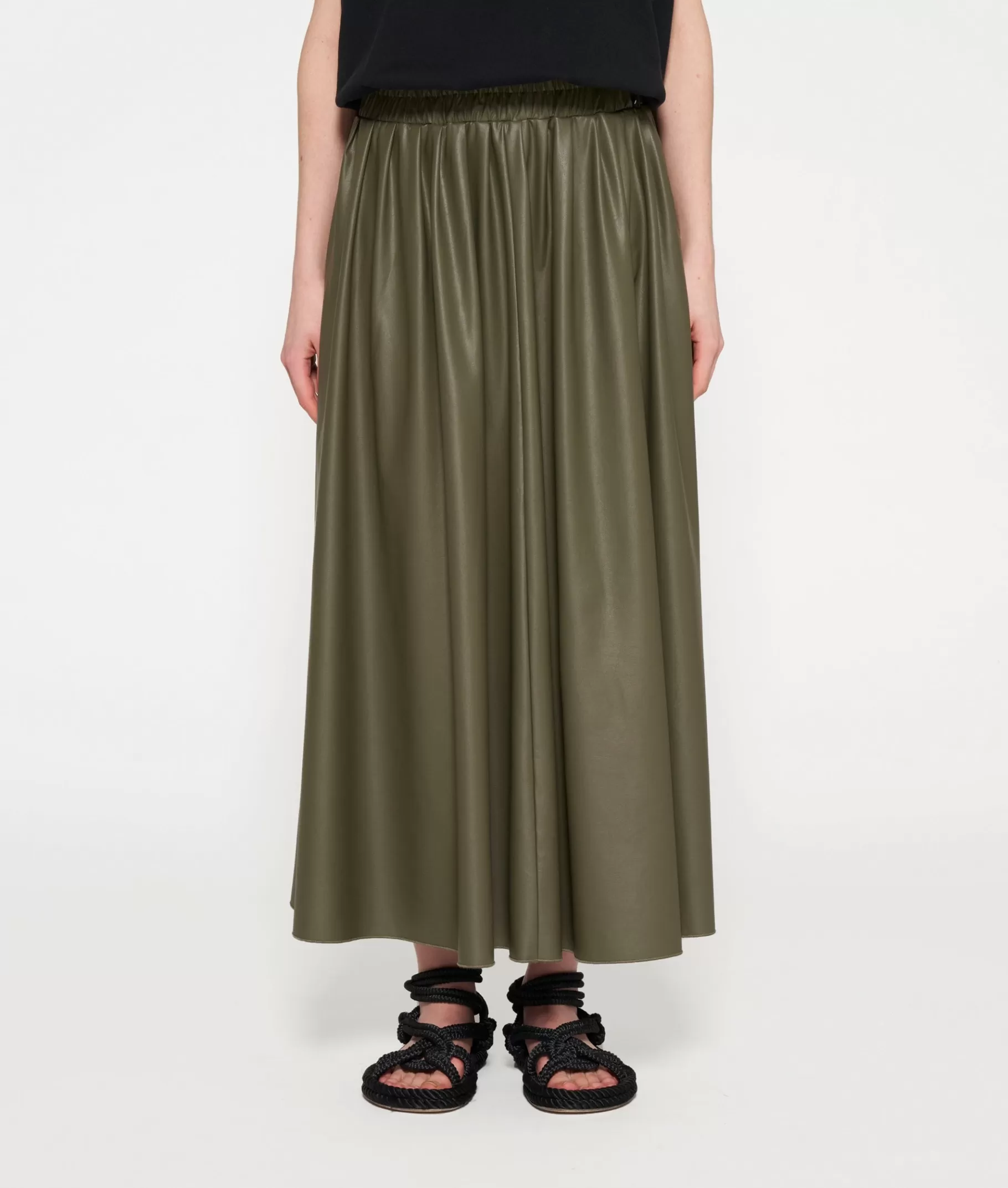 Flash Sale 10DAYS Leather Look Pleated Skirt sage