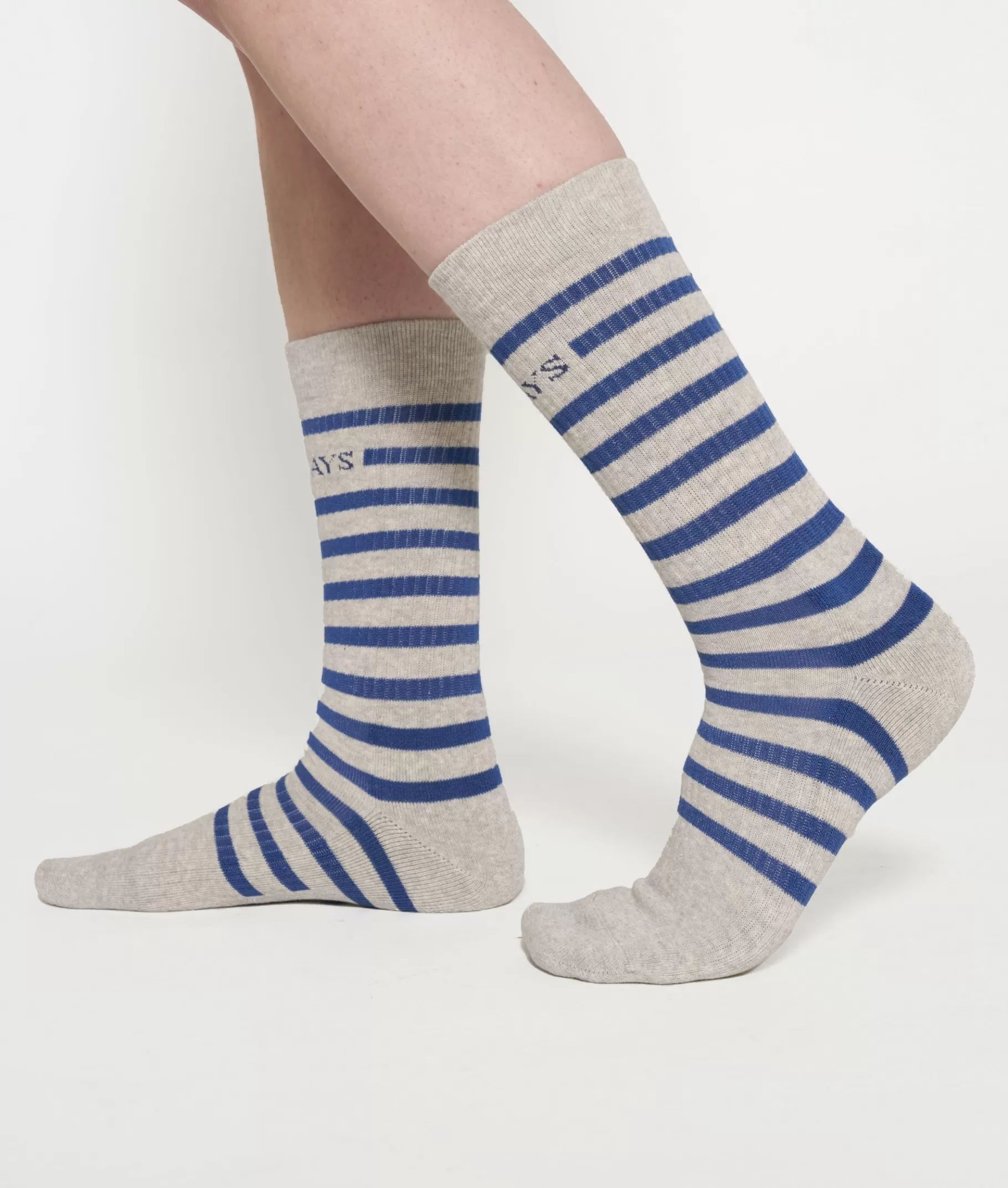 New 10DAYS Long Socks Stripes light grey melee