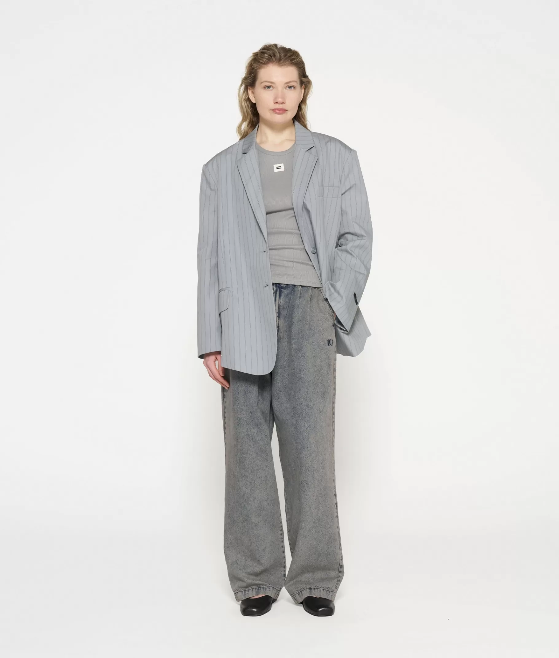 Shop 10DAYS Oversized Pinstripe Blazer graphite