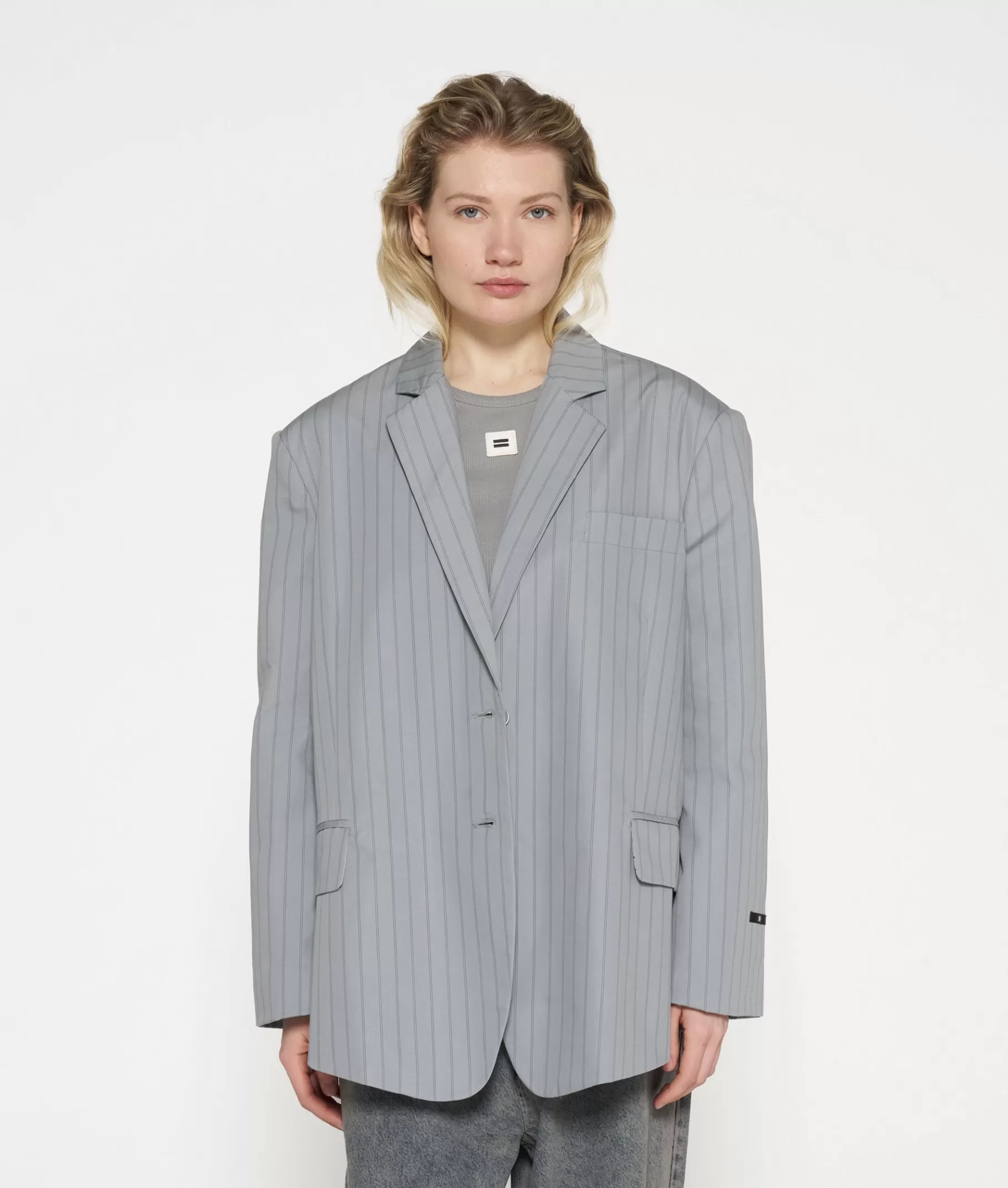 Shop 10DAYS Oversized Pinstripe Blazer graphite