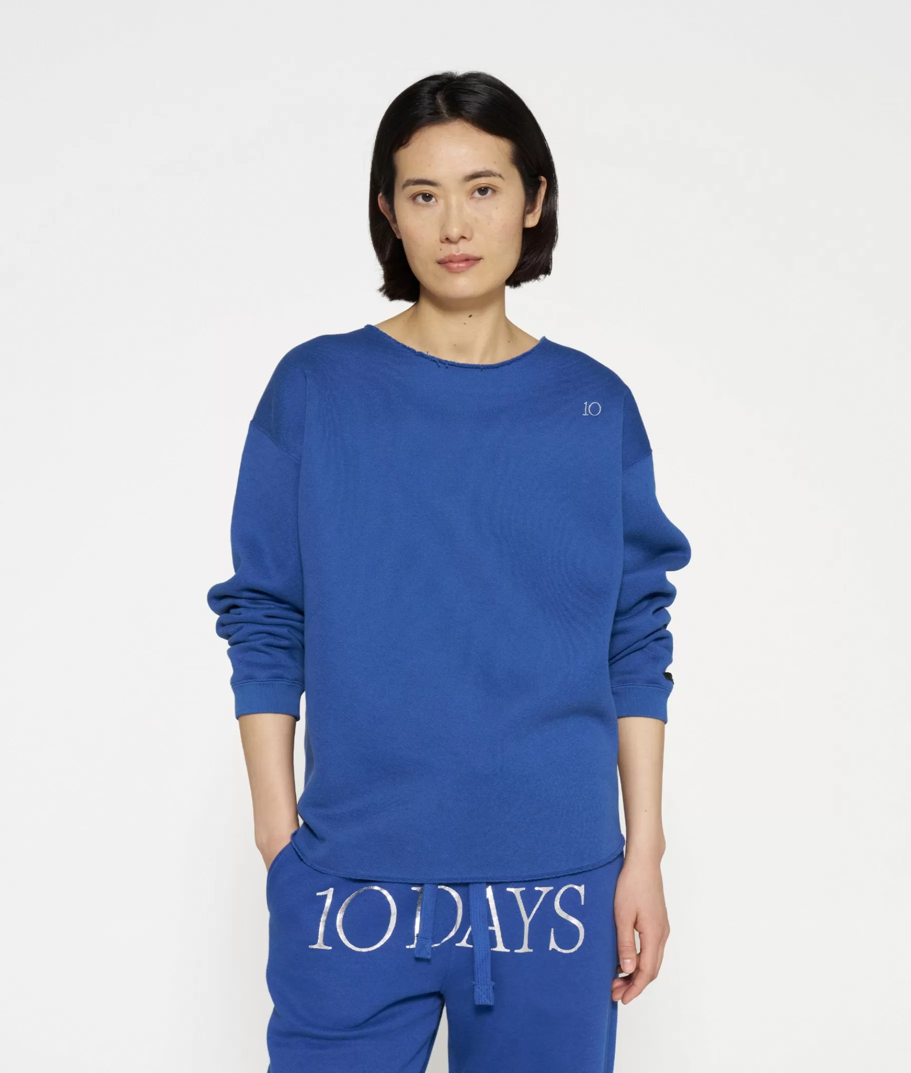 Shop 10DAYS Raw Edge Statement Sweater true blue