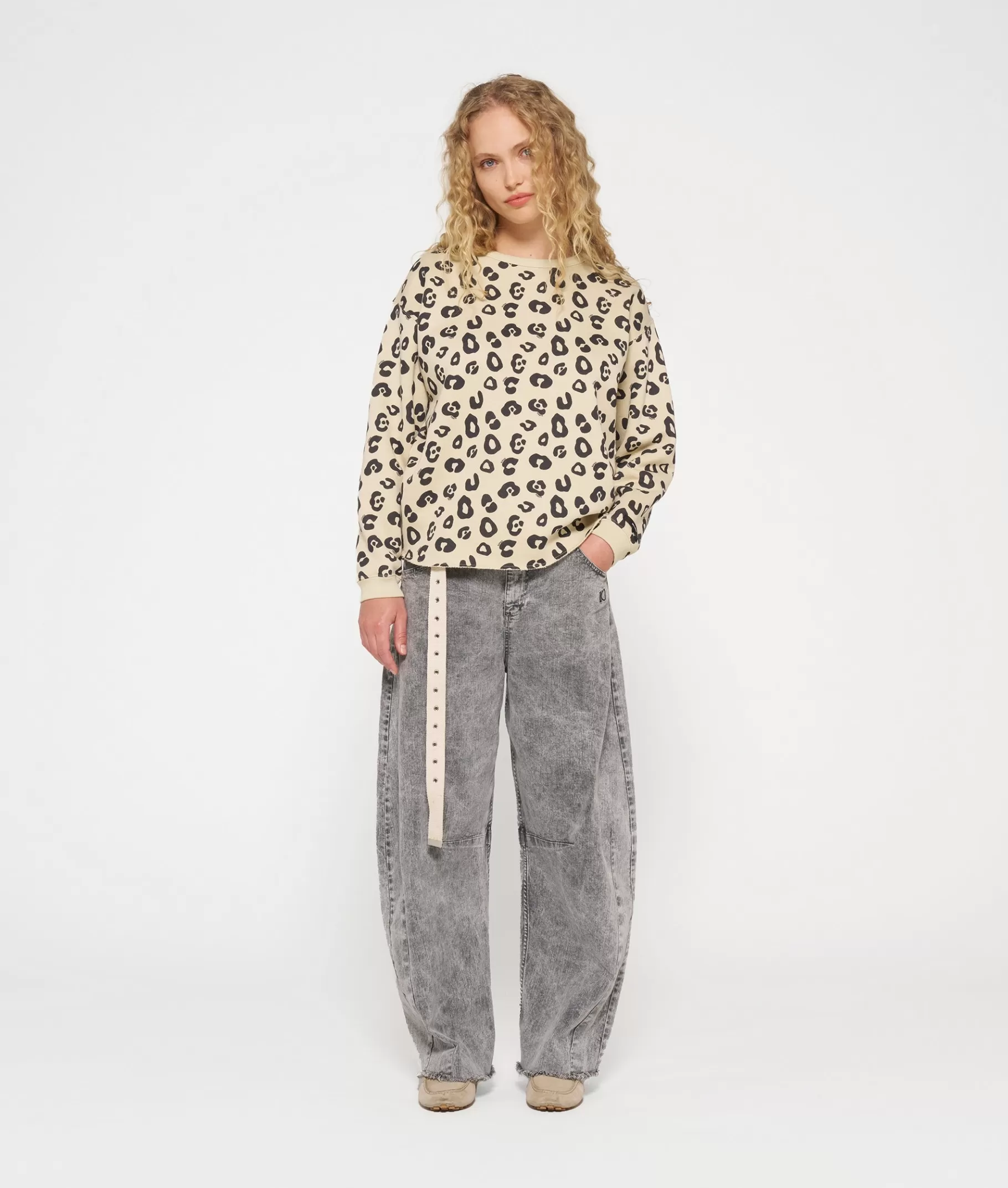 Outlet 10DAYS Raw Edge Sweater Leopard oyster