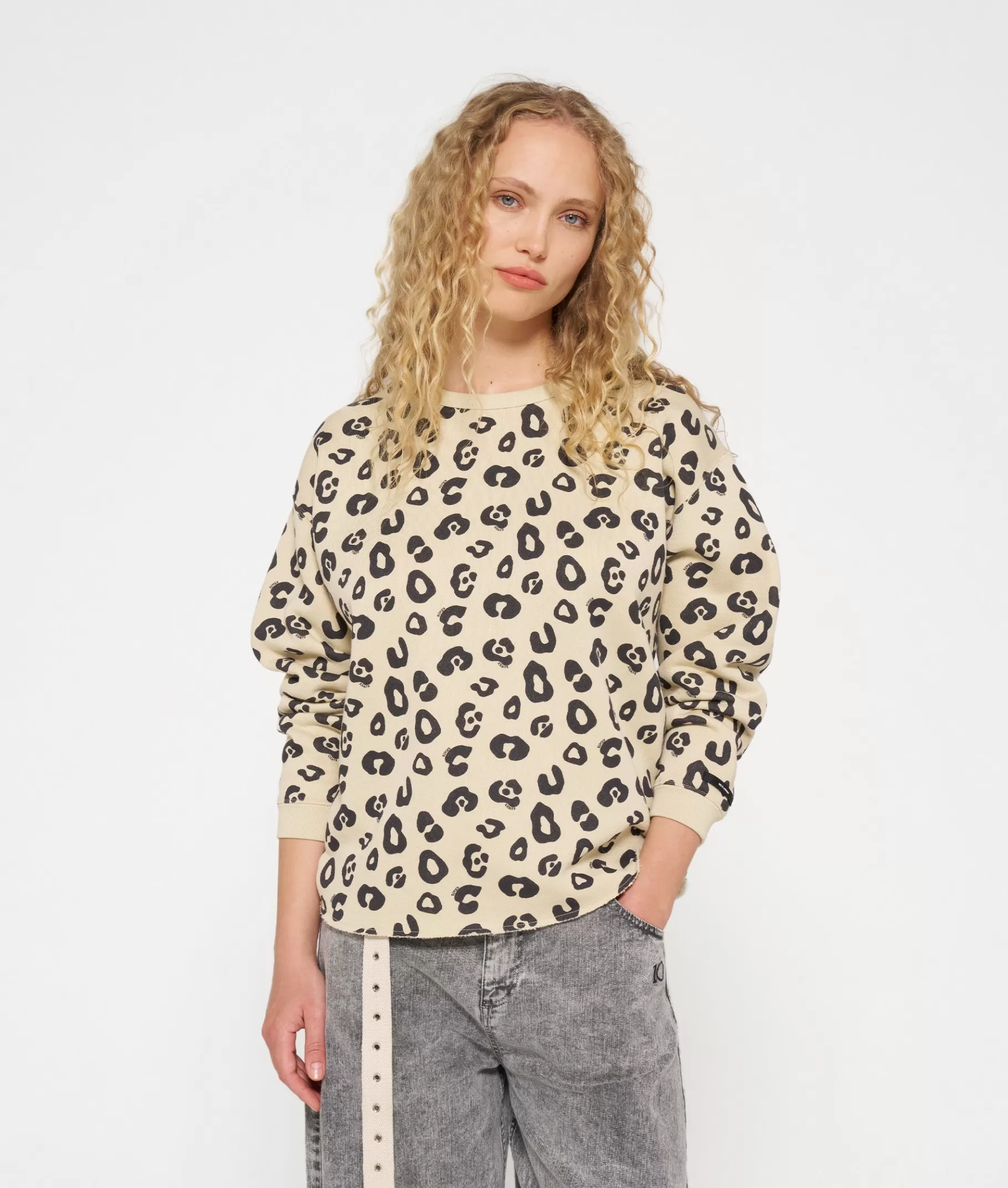 Outlet 10DAYS Raw Edge Sweater Leopard oyster