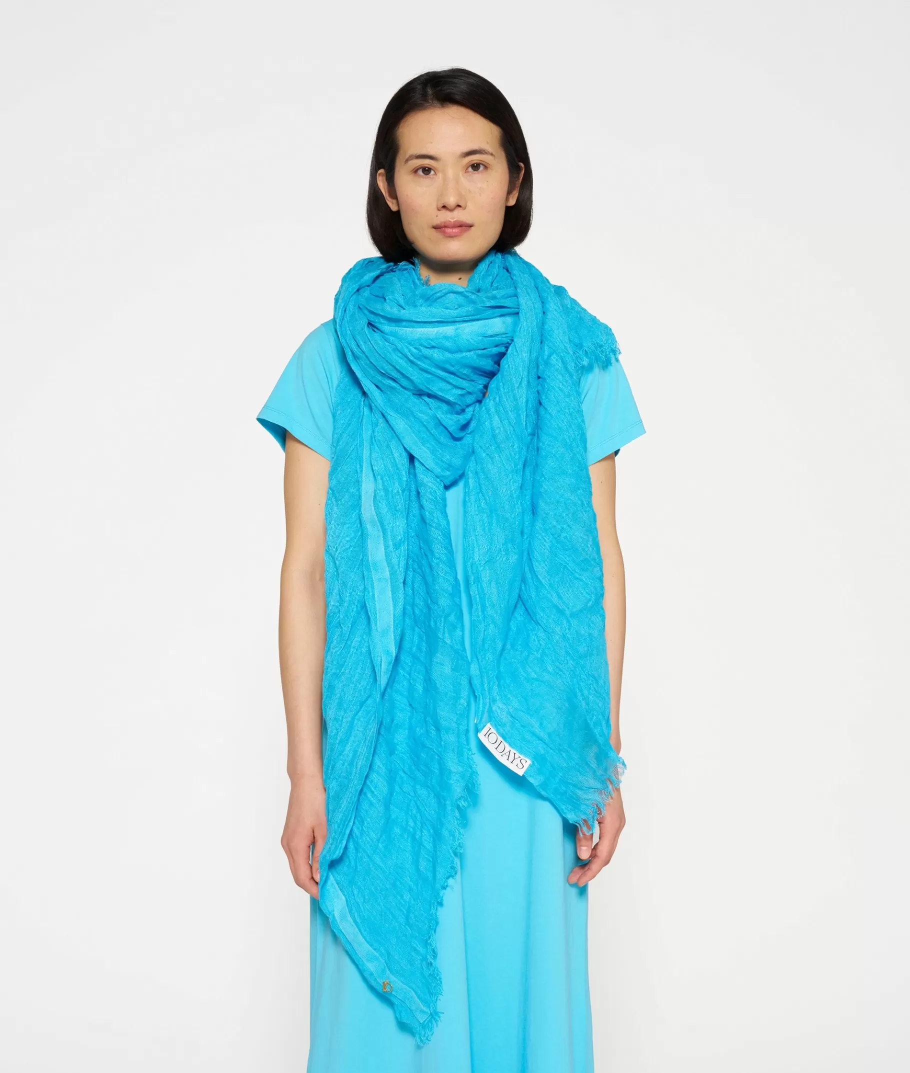 Store 10DAYS Scarf Linen laguna blue