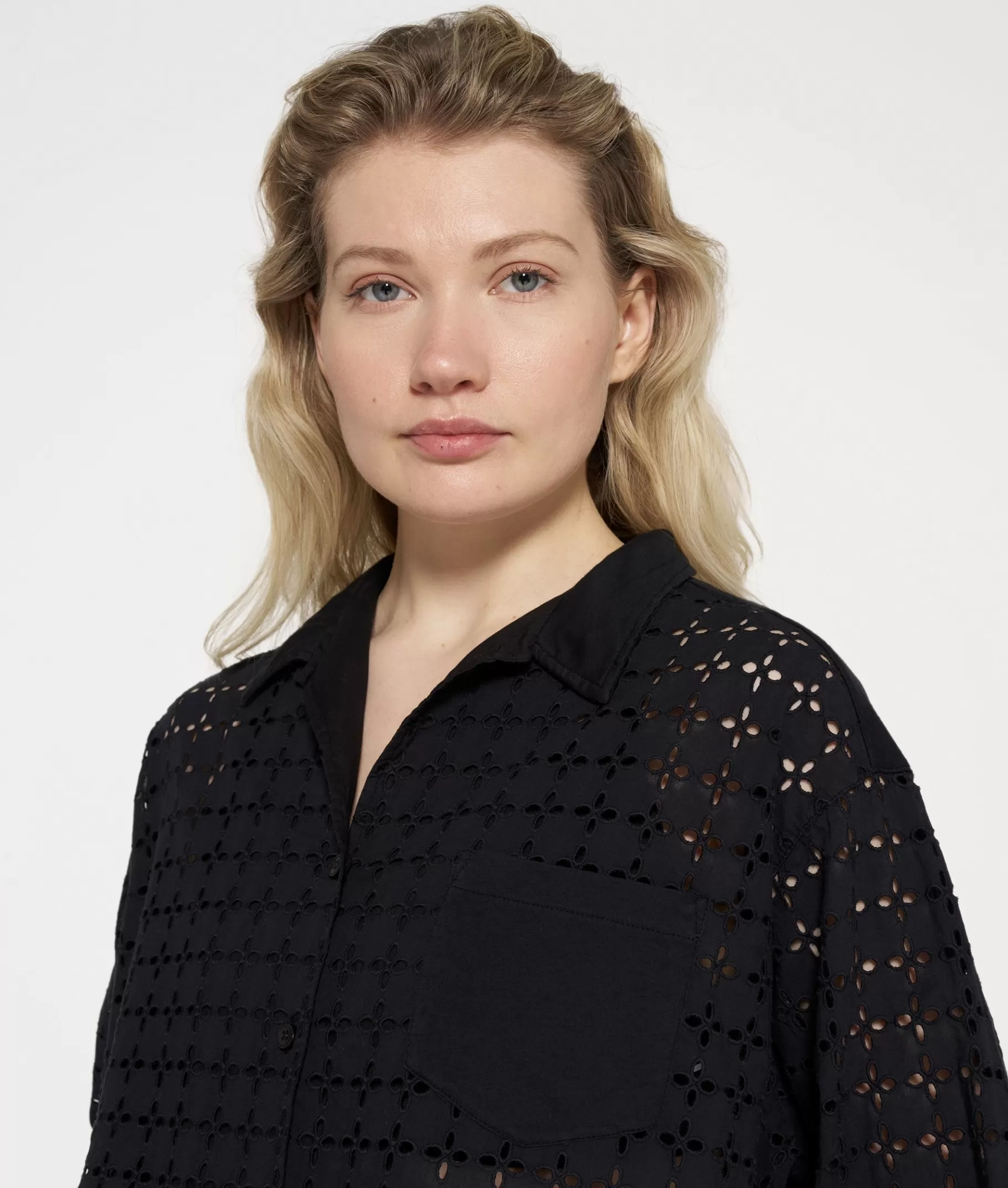 Cheap 10DAYS Shirt Broidery Anglaise black