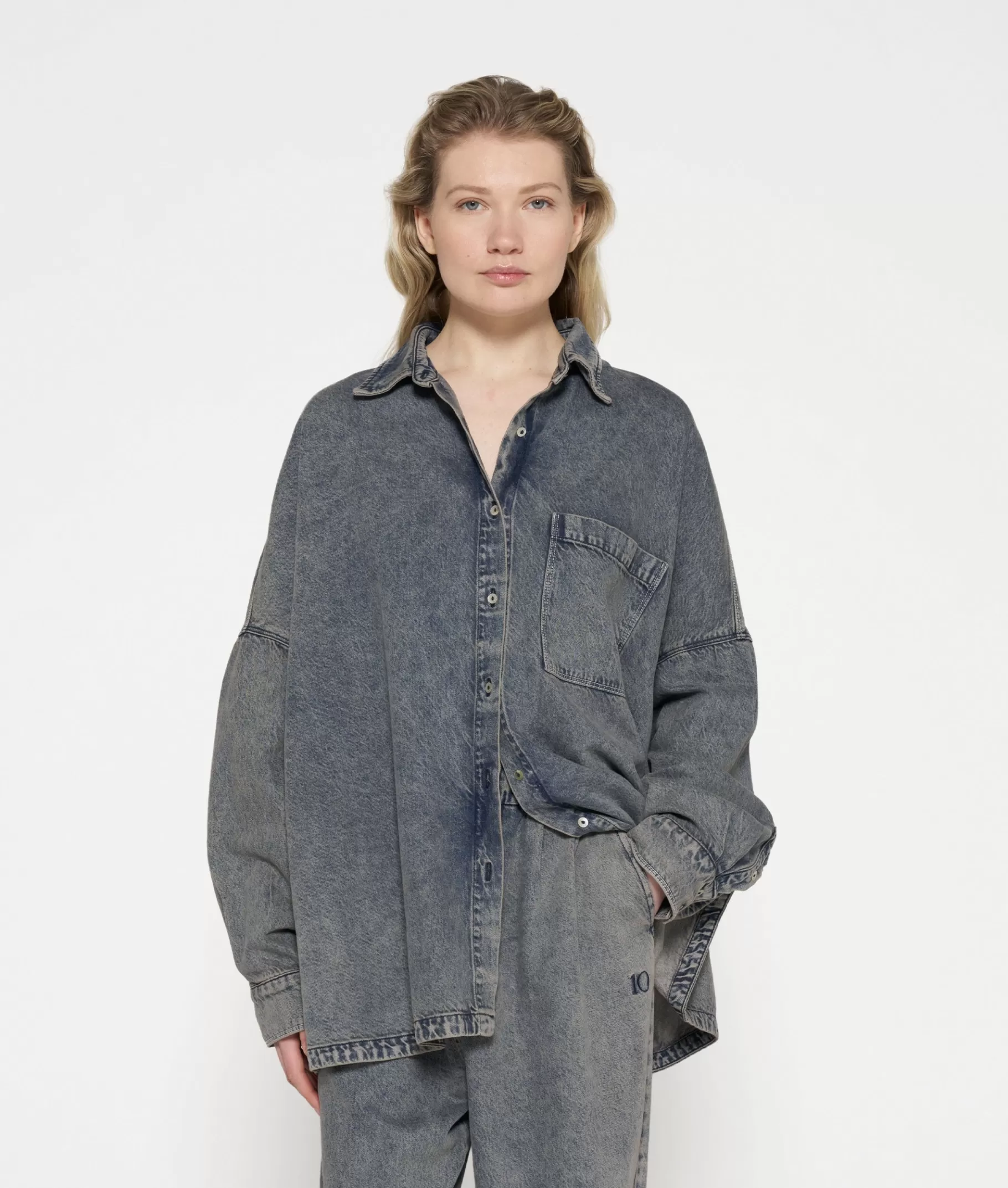 Fashion 10DAYS Shirt Flowy Denim blue denim