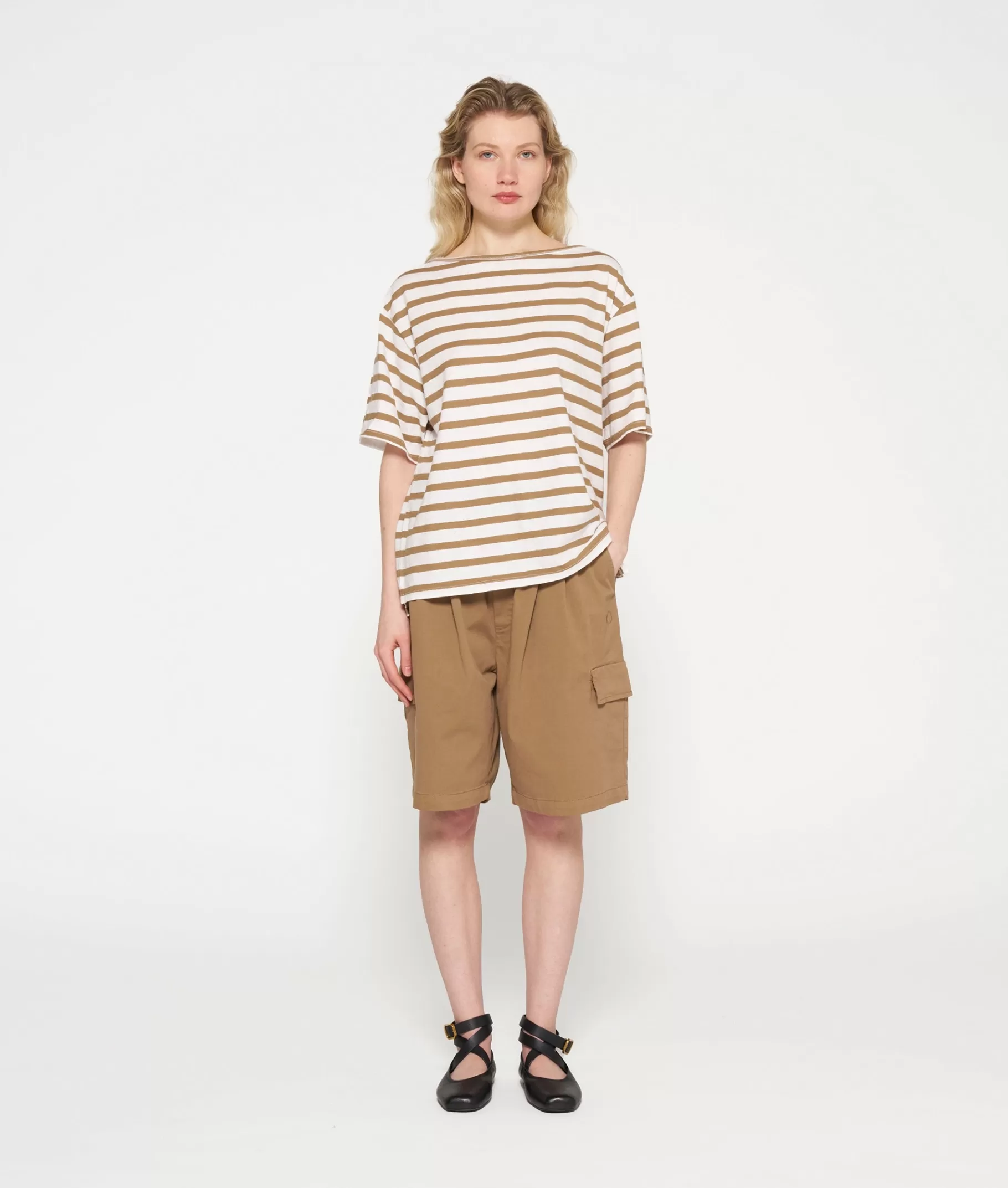 Best 10DAYS Short Sleeve Tee Stripes ecru/cedar brown