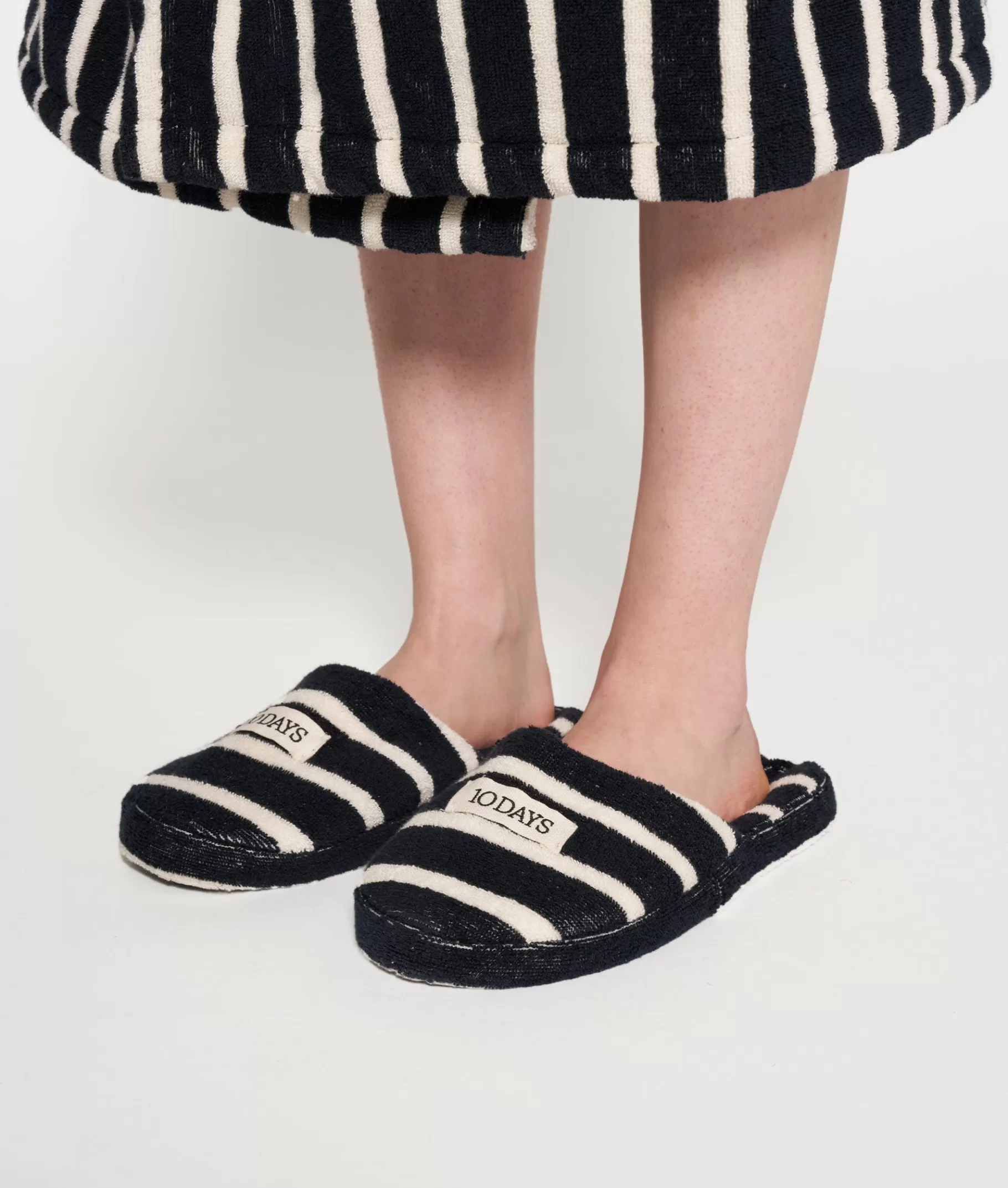 Best Sale 10DAYS Slippers Stripes black/ecru