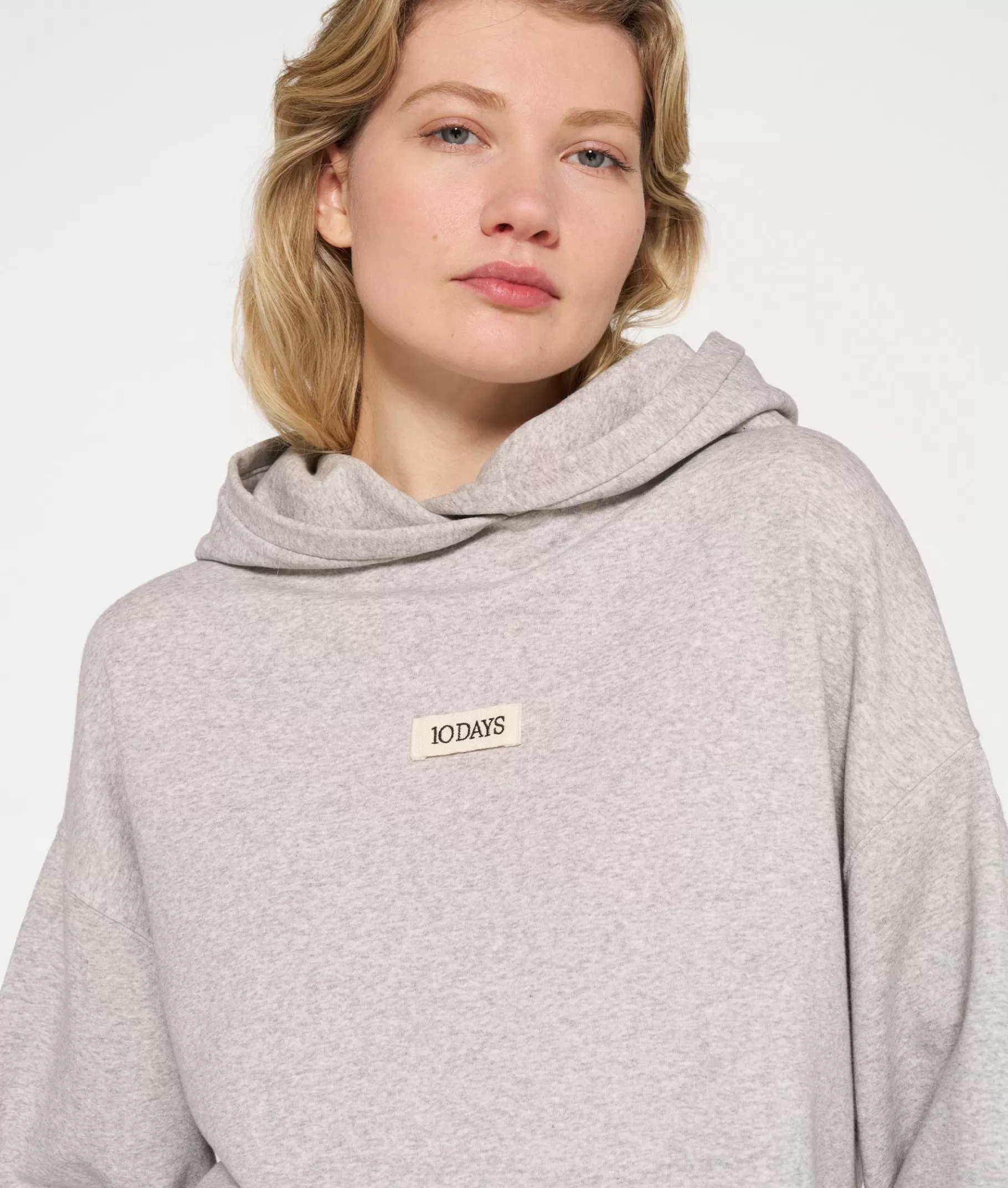 New 10DAYS Statement Hoodie light grey melee