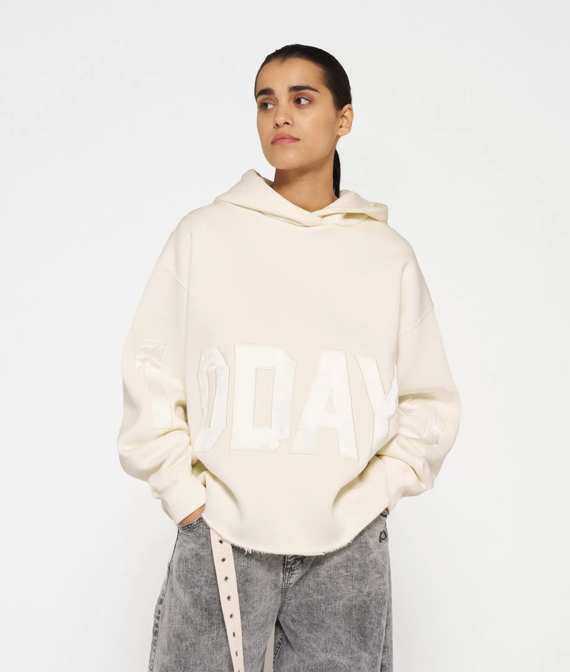 Online 10DAYS Statement Logo Hoodie light natural