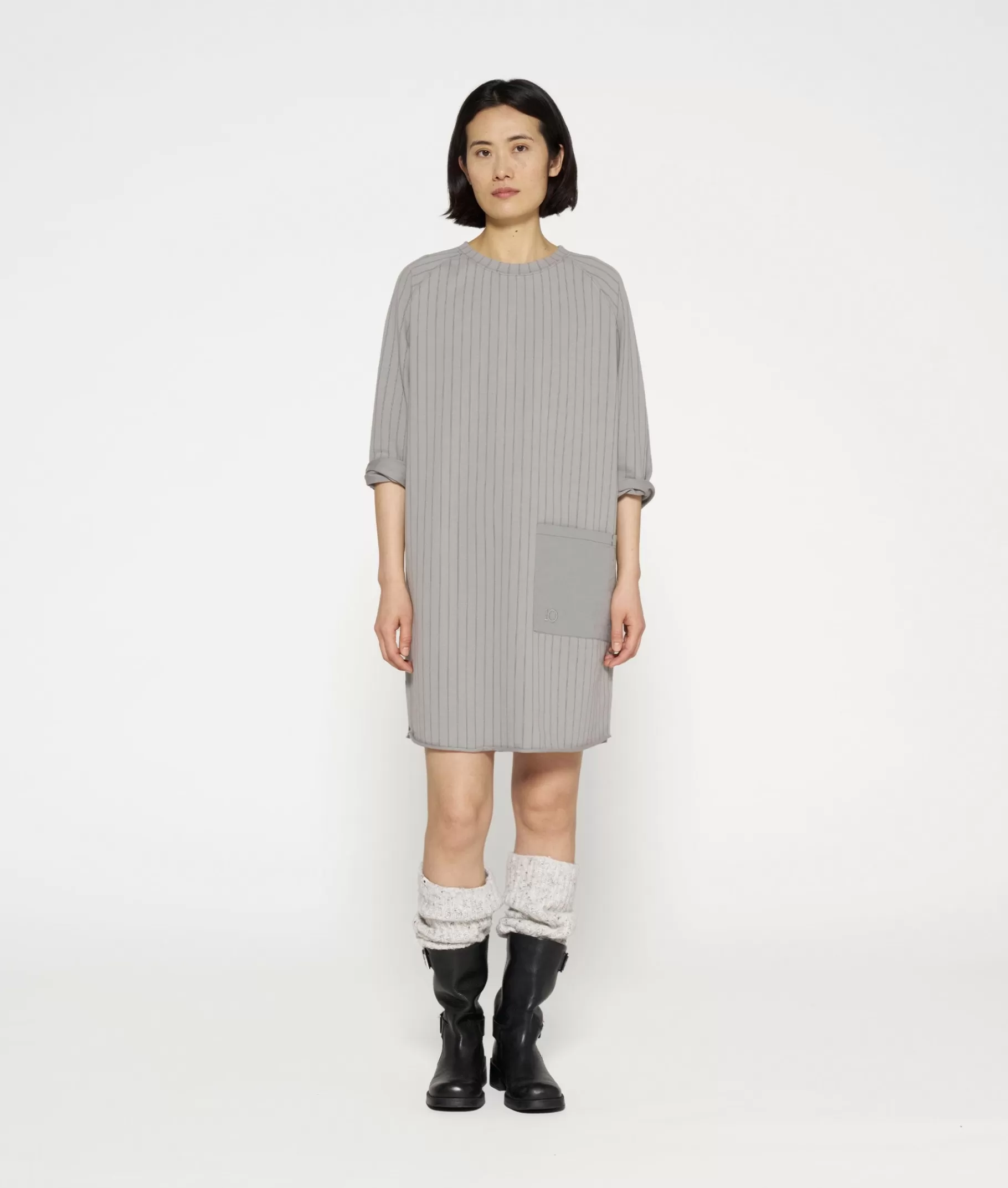 Online 10DAYS Sweat Dress Pinstripe graphite