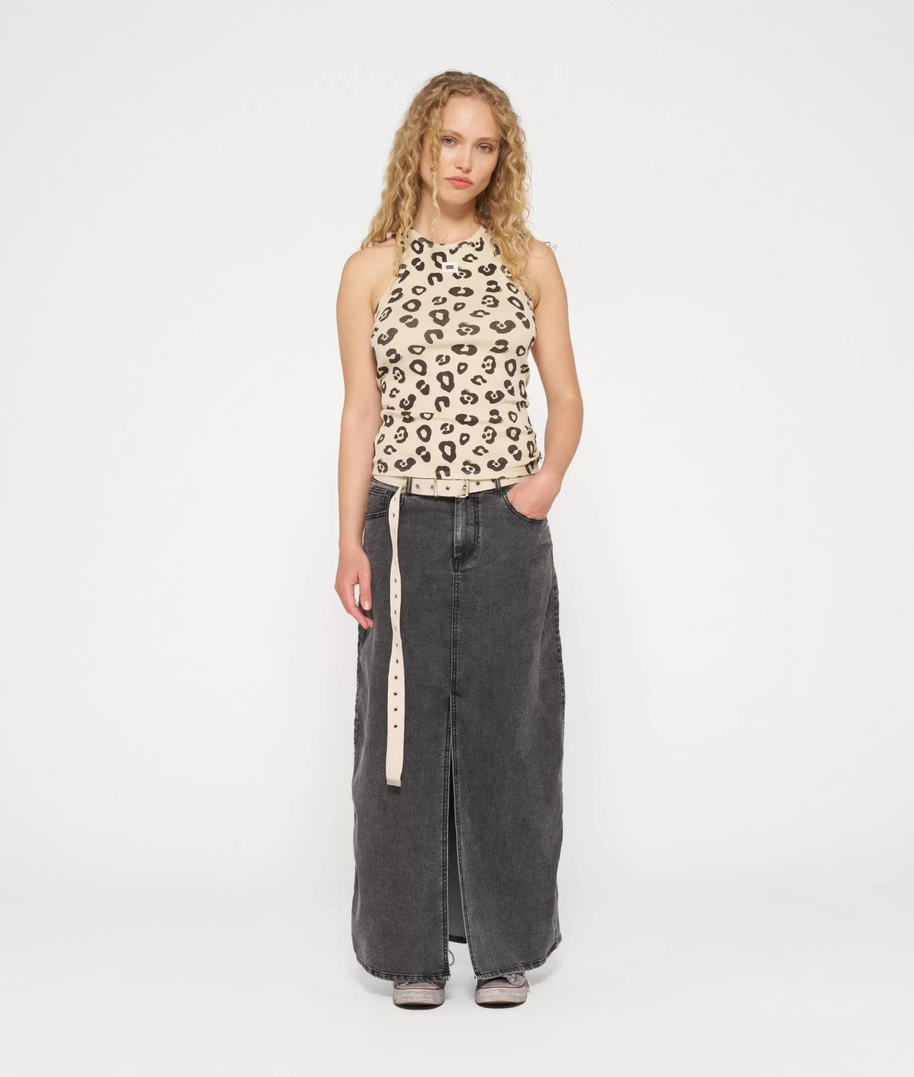 Cheap 10DAYS Tank Top Rib Leopard oyster