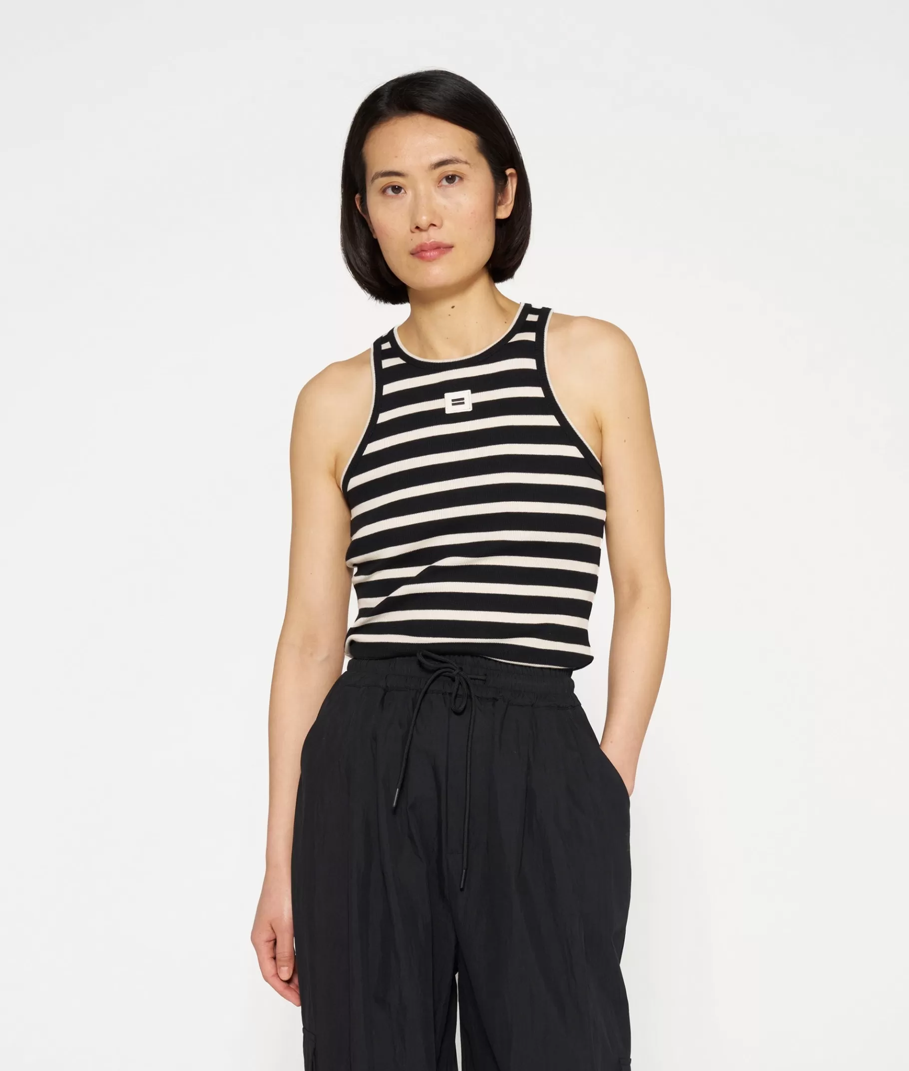 Best Sale 10DAYS Tank Top Rib Stripes black/light natural