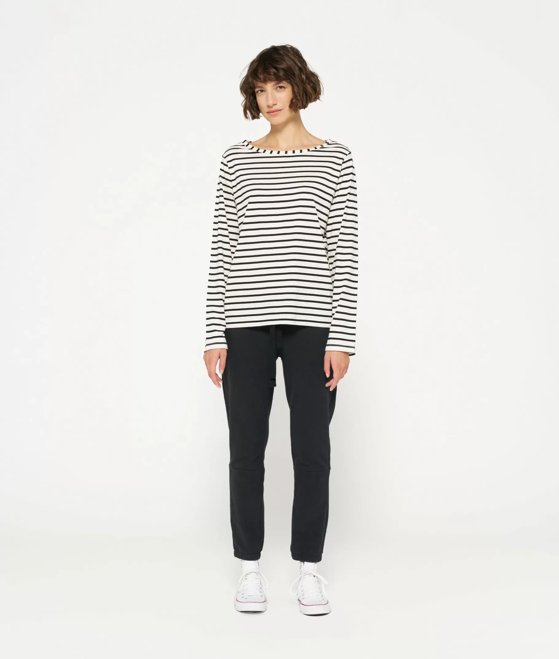 Sale 10DAYS THE LONGSLEEVE STRIPE white/black