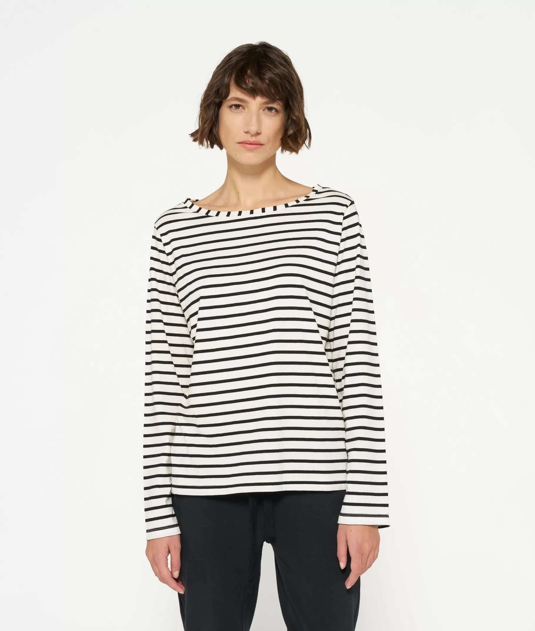 Sale 10DAYS THE LONGSLEEVE STRIPE white/black