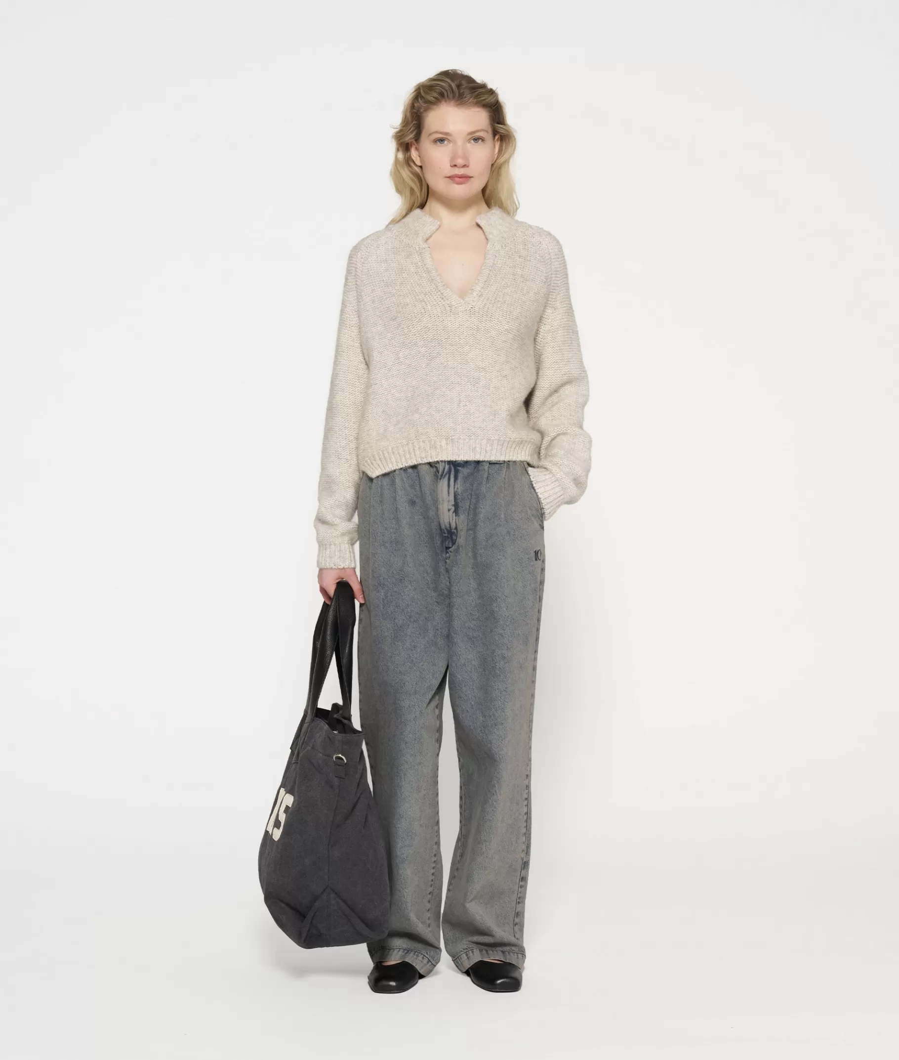 Shop 10DAYS Wide Pants Flowy Denim blue denim