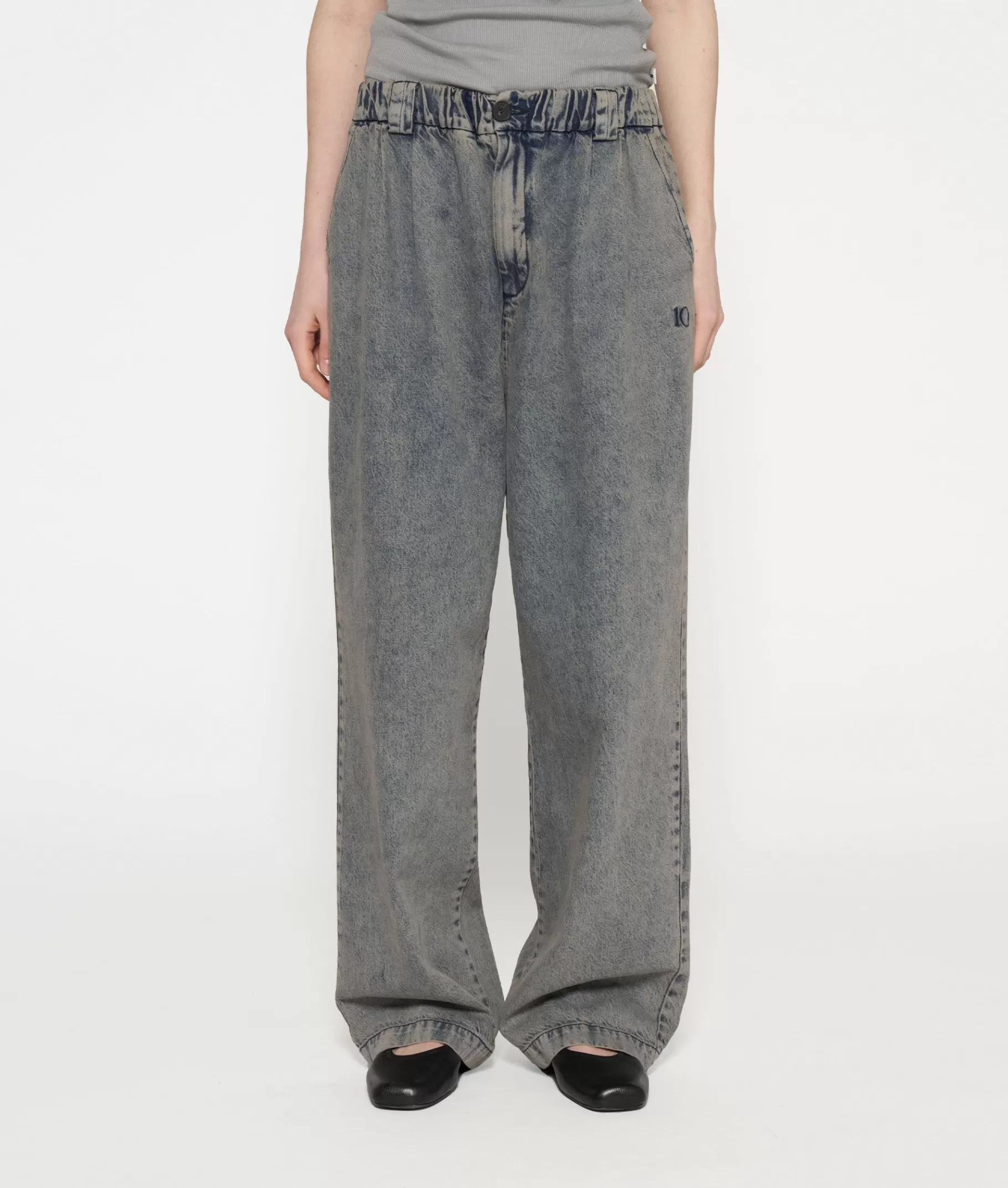 Shop 10DAYS Wide Pants Flowy Denim blue denim