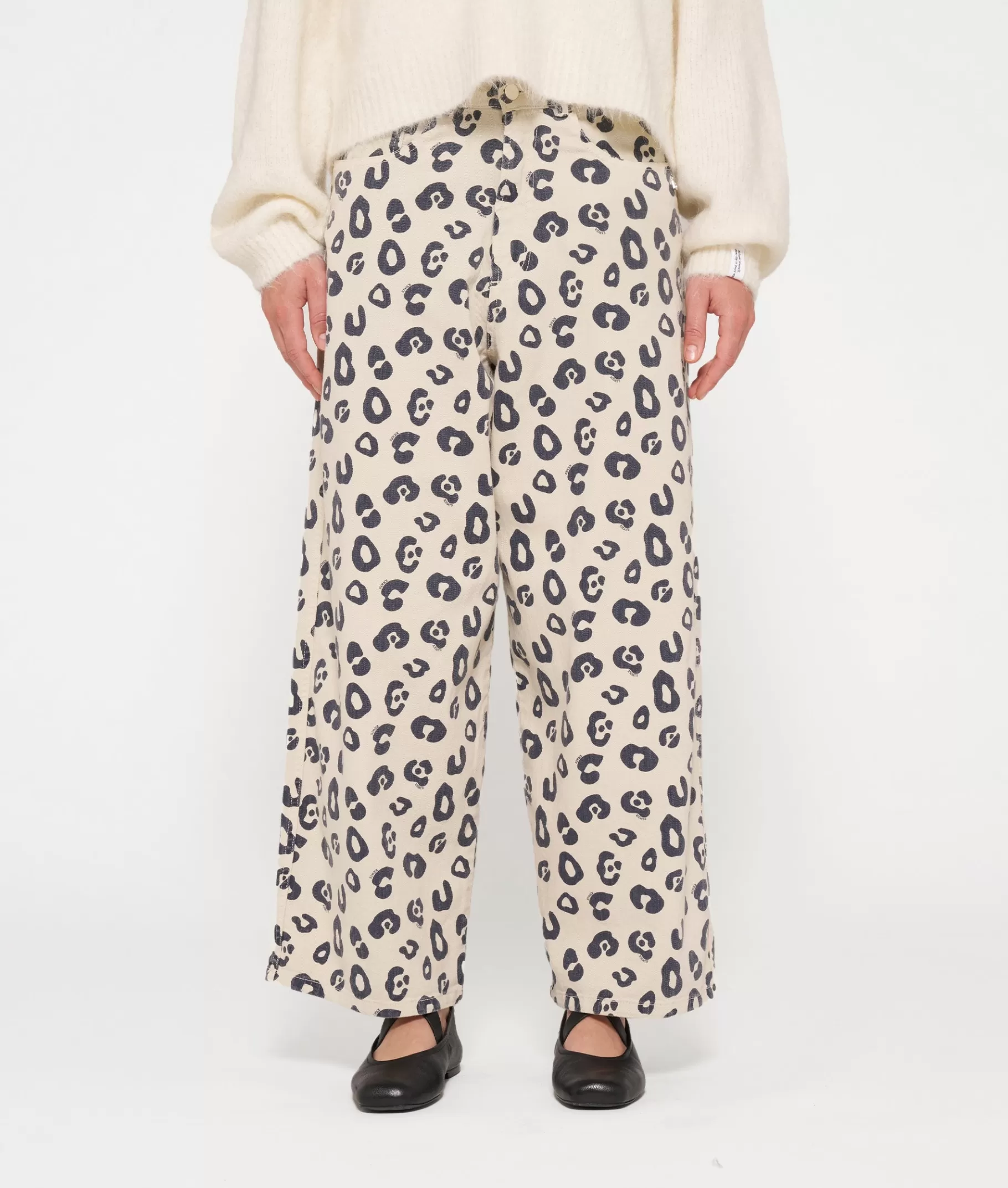 Sale 10DAYS Wide Twill Pants Leopard light natural